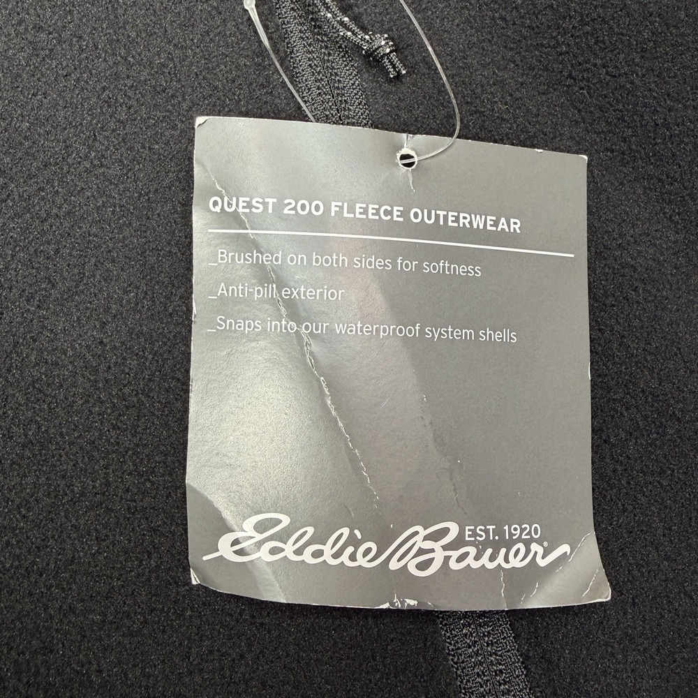 New Eddie Bauer Quest 200 Men's Large Tall LT Black Brushed Fleece Full Zip Vest - Picture 4 of 7